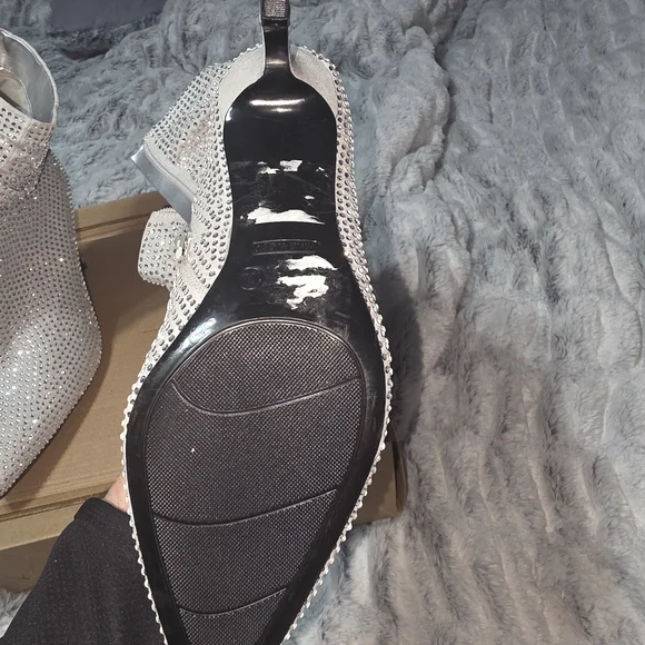 Nine West Glittering Silver Heeled Boots - Picture 2 of 5